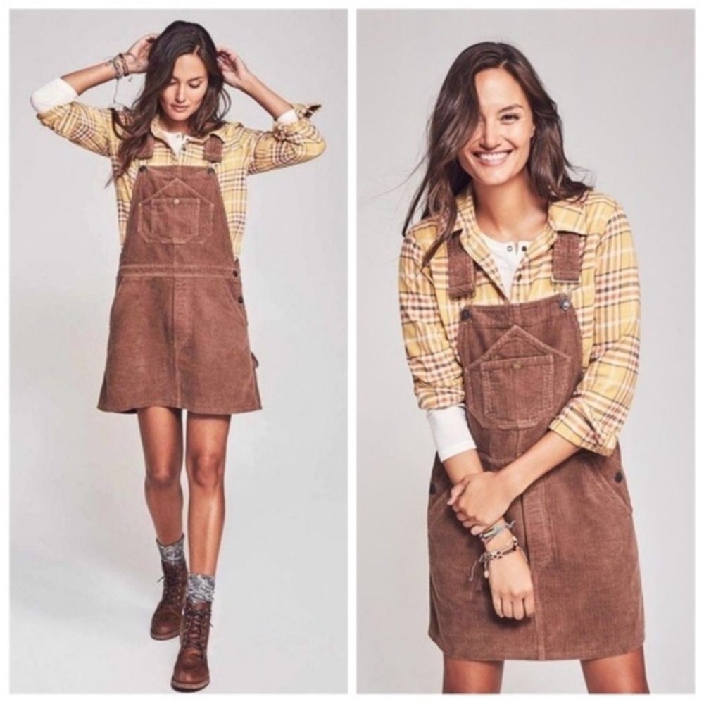 Faherty York Corduroy Overall Dress Brown Women’s Size Small